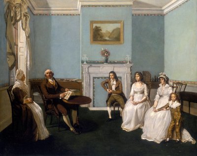 John Middleton mit seiner Familie in seinem Wohnzimmer, um 1796 von Unbekannt