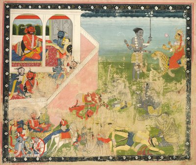 Kali und Devi Angriff, Blatt aus einem Devi Mahatmya von Unbekannt Unbekannt