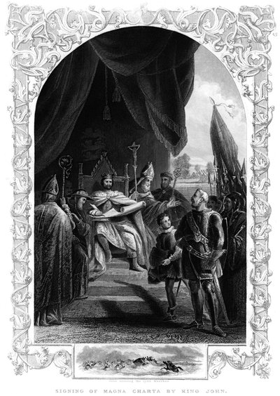 König Johann 1167-1216 unterzeichnet die Magna Carta in Runnymede, 1215 von Unbekannt