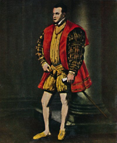 König Philipp II. von Spanien 1527-1598 - Gemälde von Tizian, 1934 von Unbekannt