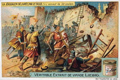 La Jerusalem deliveree par le Tasse, Der Angriff auf Jerusalem (19. Jahrhundert) von Unbekannt