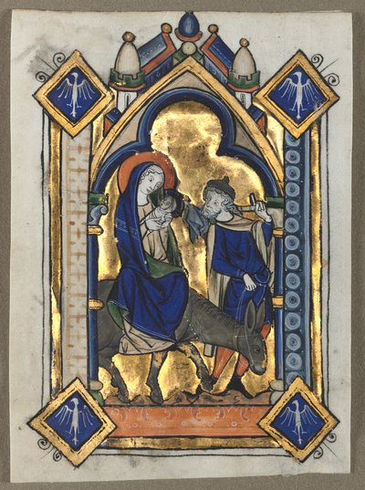 Blatt aus einem Psalter: Flucht nach Ägypten, um 1260 von Unbekannt