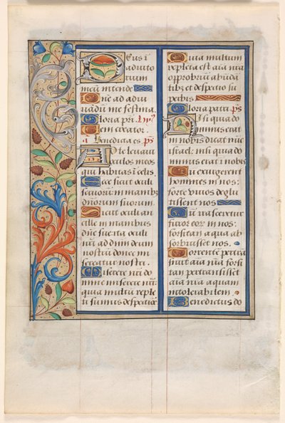 Blatt aus einem Stundenbuch: Text mit illustriertem Rand verso, um 1510 von Unbekannt
