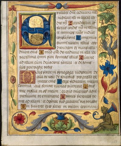Blatt aus einem Psalter und Gebetbuch: Initiale E mit ornamentalem Rand...recto, um 1524 von Unbekannt