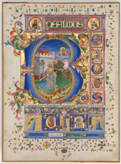 Blatt aus einem Psalter mit historiierter Initiale B: König David, ca. 1450 von Unbekannt