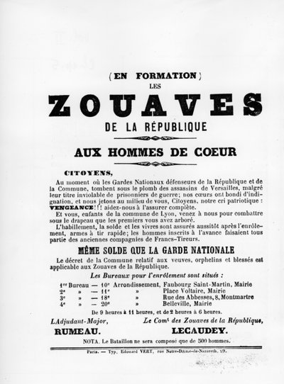 Les Zouaves, aus französischen politischen Plakaten der Pariser Kommune, Mai 1871 von Unbekannt