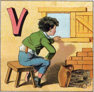 Buchstabe V wie Vasistas (Illustration aus „Alphabet des petits ecoliers“) von Unbekannt