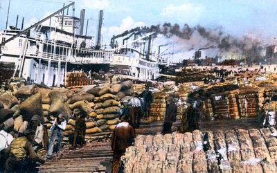 Baumwolle auf ein Schiff laden, Memphis, Tennessee, USA, um 1900er Jahre von Unbekannt