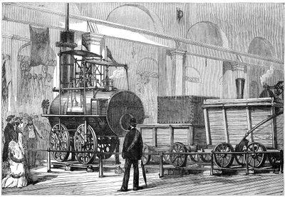 Locomotion, die erste Dampflokomotive, beim Eisenbahnjubiläum, Darlington, Durham, 19. Jahrhundert von Unbekannt