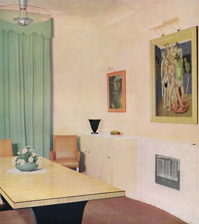 Londoner Speisesaal mit Gemälde von Chirico von Unbekannt
