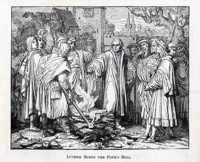 Luther verbrennt die Bulle des Papstes, 1882 von Unbekannt