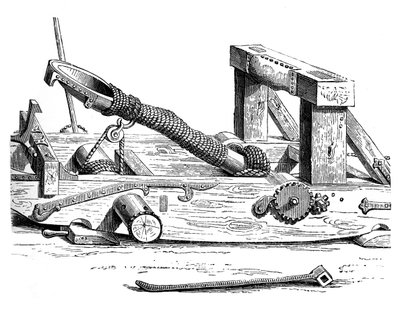 Mangonel, eine Kriegsmaschine im 15. Jahrhundert, 1870 von Unbekannt