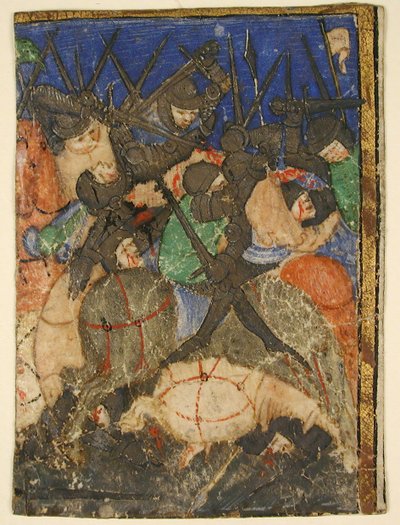 Manuskript-Ausschnitt zeigt eine Szene aus der Hebräischen Schrift, das Leben von König David von Unbekannt