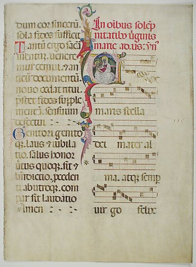 Manuskriptblatt mit Initiale A, aus einem Antiphonar, italienisch, 15. Jahrhundert von Unbekannt