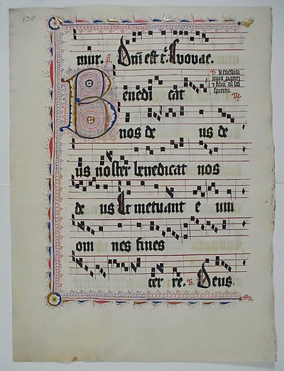 Manuskriptblatt mit Initiale B, aus einem Antiphonar, Deutsch, zweites Viertel des 15. Jahrhunderts von Unbekannt