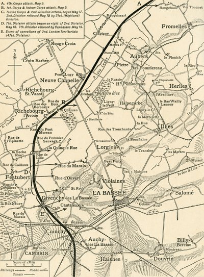 Karte zur Veranschaulichung der Operationen der Ersten Armee..., Erster Weltkrieg, 1915, um 1920 von Unbekannt