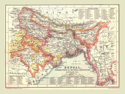 Karte von Bengalen, den Nordwest- und Zentralprovinzen und Assam, 1902 von Unbekannt