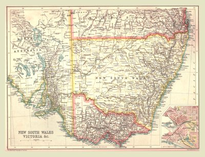 Karte von New South Wales und Victoria, 1902 von Unbekannt