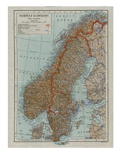 Karte von Norwegen und Schweden von Unbekannt