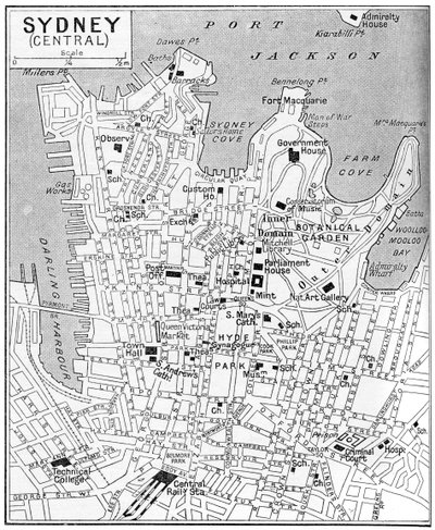 Karte von Zentralsydney, New South Wales, Australien von Unbekannt