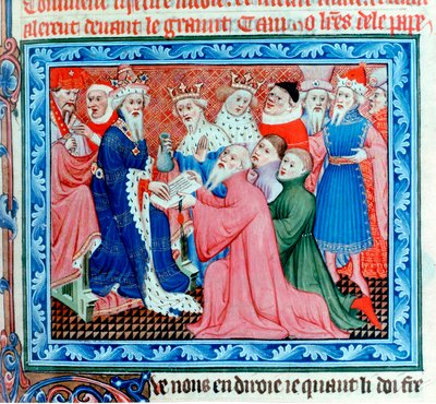Marco Polo, venezianischer Reisender und Kaufmann trifft Kublai Khan, 13. Jahrhundert von Unbekannt