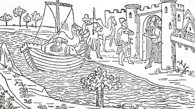 Marco Polo und seine Onkel kommen in Hormuz an von Unbekannt