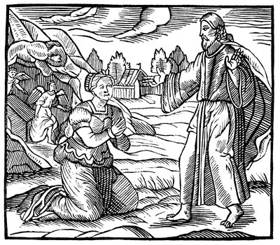 Maria Magdalena sieht die Erscheinung des auferstandenen Jesus Christus, ca. 1500 von Unbekannt