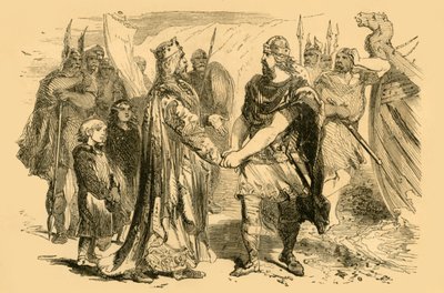 Treffen von Edmund Ironside und Knut auf der Insel Alney im Severn, ca. 1890 von Unbekannt