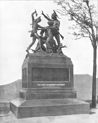 Denkmal des Fort Dearborn Massakers, Chicago, Illinois, USA, ca. 1900 von Unbekannt