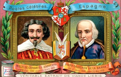 Miguel de Cervantes Saavedra und Pedro Calderon De La Barca, ca. 1900 von Unbekannt