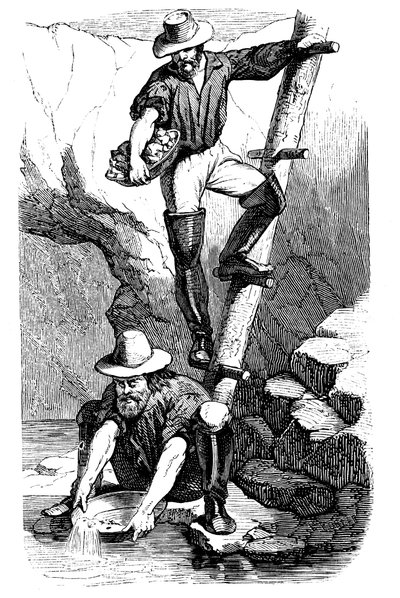 Goldsucher während des kalifornischen Goldrauschs, 1849 von Unbekannt