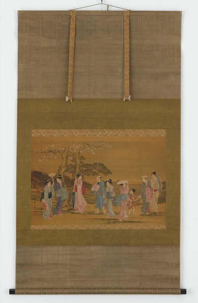 Neun Menschen, die Kirschblüten sehen, Edo-Periode, 1615-1868 von Unbekannt
