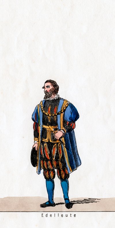 Edelmann, Kostümentwurf für Shakespeares Stück, Heinrich VIII., 19. Jahrhundert von Unbekannt
