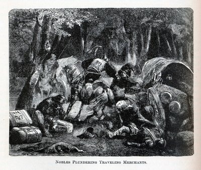 Adlige plündern reisende Händler, 1882 von Unbekannt