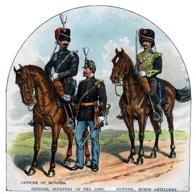 Offizier der Husaren, Offizier, Infanterie der Linie, Kanonier, Pferdeartillerie, 19. Jahrhundert von Unbekannt