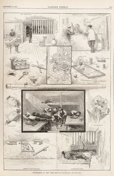 Opiumrauchen in New York aus Harpers Weekly, 24. September 1881, 1881 von Unbekannt