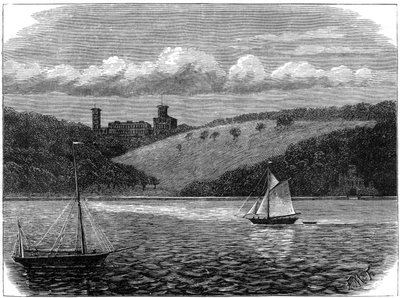 Osborne House, Isle of Wight, vom Meer aus gesehen, spätes 19. Jahrhundert von Unbekannt