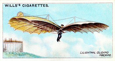 Otto Lilienthal, deutscher Gleitflugpionier und Luftfahrt-Erfinder, fliegt einen seiner Gleiter von Unbekannt