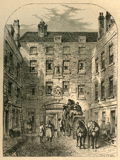 Äußerer Hof von La Belle Sauvage im Jahr 1828, 1897 von Unbekannt