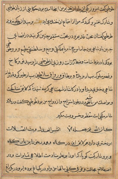 Seite aus Geschichten eines Papageis Tuti-nama: Textseite, ca. 1560 von Unbekannt