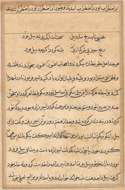 Seite aus Geschichten eines Papageis Tuti-nama: Textseite, ca. 1560 von Unbekannt