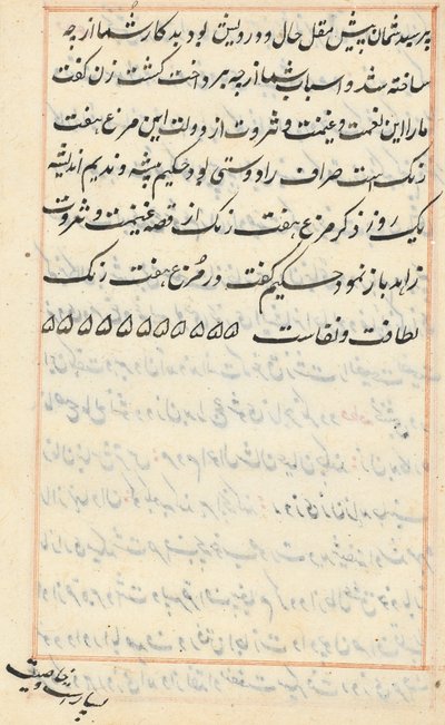 Seite aus Tales of a Parrot Tuti-nama: Textseite, ca. 1560 von Unbekannt