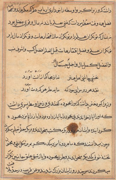 Seite aus Geschichten eines Papageis Tuti-nama: Textseite, ca. 1560 von Unbekannt