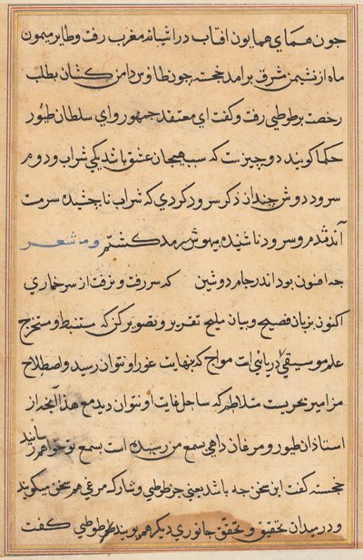 Seite aus Geschichten eines Papageis Tuti-nama: Textseite, ca. 1560 von Unbekannt
