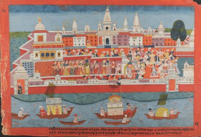 Seite aus einem verstreuten Bhagavata Purana Manuskript Leben von Krishna, ca. 1775 von Unbekannt