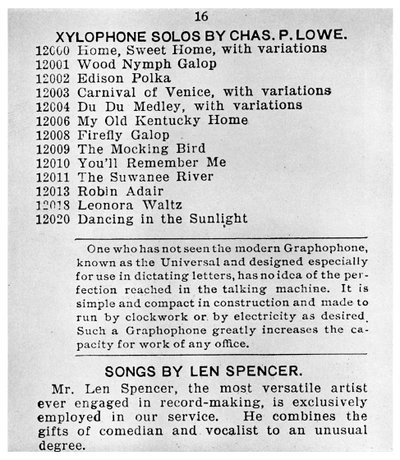 Seite aus dem ersten kolumbianischen Grammophon-Katalog, um 1898 von Unbekannt