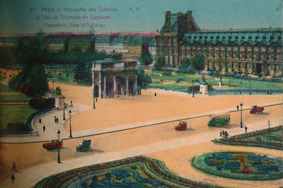 Panoramablick auf die Tuilerien und den Arc de Triomphe du Carrousel, Paris von Unbekannt