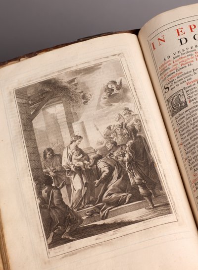 Pfarrmuseum. Missale auf Latein. Stiche von Joachim Ballester. Papier und Leder. 18. Jahrhundert. von Unbekannt