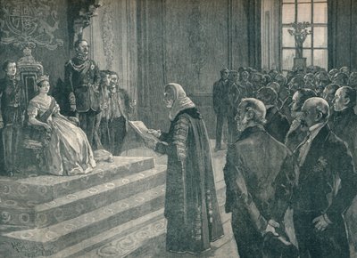 Überreichung der patriotischen Adresse an die Königin am Vorabend des Krimkrieges, 1854 1906 von Unbekannt
