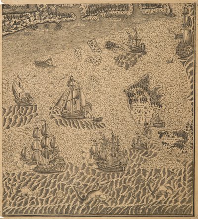 Die Flotte von Peter dem Großen in der Onega-Bucht, ca. 1707 von Unbekannt